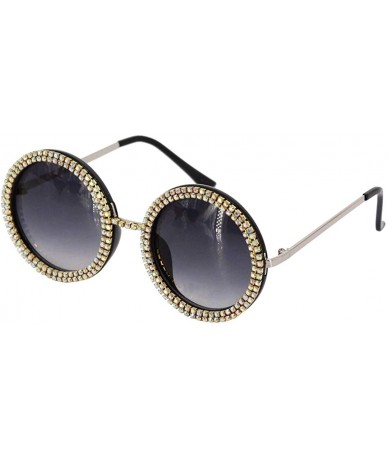 Round Fashion Round Pearl Decor Sunglasses UV Protection Metal Frame - Black-c23 - CR18ZXIZXWZ $30.68