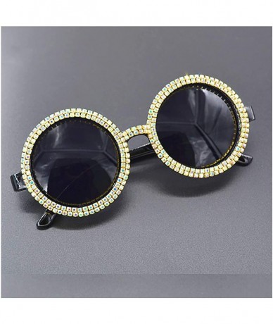 Round Fashion Round Pearl Decor Sunglasses UV Protection Metal Frame - Black-c23 - CR18ZXIZXWZ $30.68