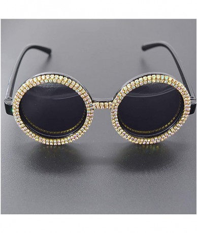 Round Fashion Round Pearl Decor Sunglasses UV Protection Metal Frame - Black-c23 - CR18ZXIZXWZ $30.68