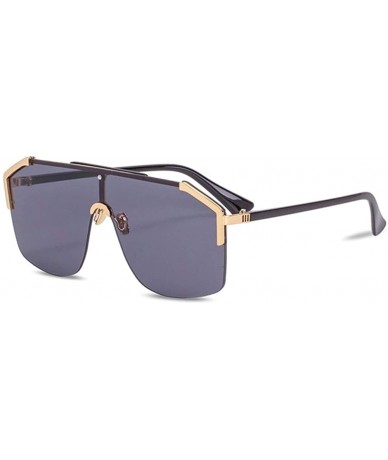 Oversized Rimless Shield Sunglasses Flat Top Mirror Glasses Women Men oversized Retro Sunglasses - 1 - CO190MR372L $27.02