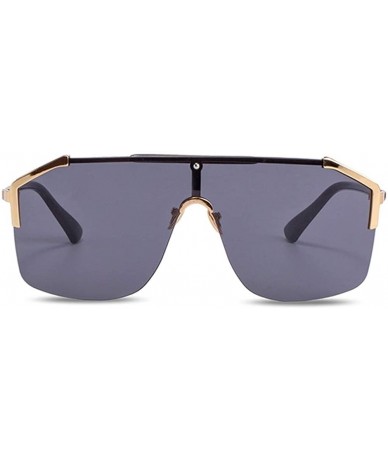 Oversized Rimless Shield Sunglasses Flat Top Mirror Glasses Women Men oversized Retro Sunglasses - 1 - CO190MR372L $27.02