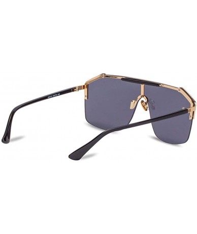 Oversized Rimless Shield Sunglasses Flat Top Mirror Glasses Women Men oversized Retro Sunglasses - 1 - CO190MR372L $27.02