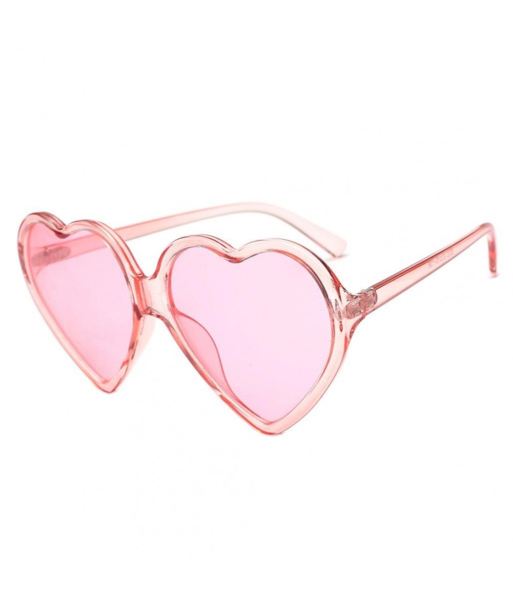 Sport Women Fashion Oversized Heart Shaped Retro Sunglasses Cute Eyewear (Pink) - Pink - CF18G3ESYW9 $15.01