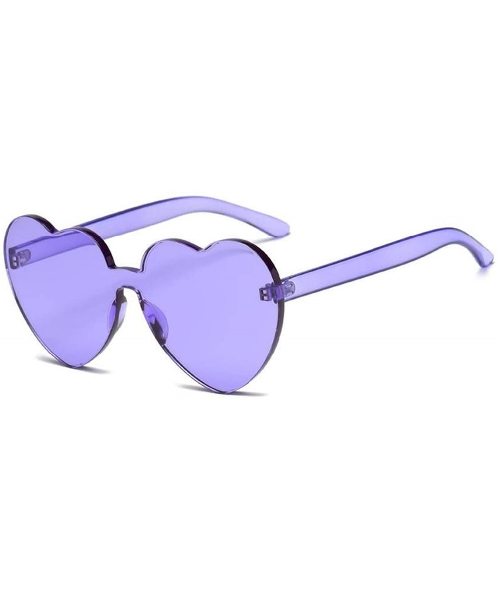 Rimless Rimless Vintage Love Heart Sunglasses Women Original Design Sun Glasses female UV400 - Purple - CQ198RYHALW $20.75