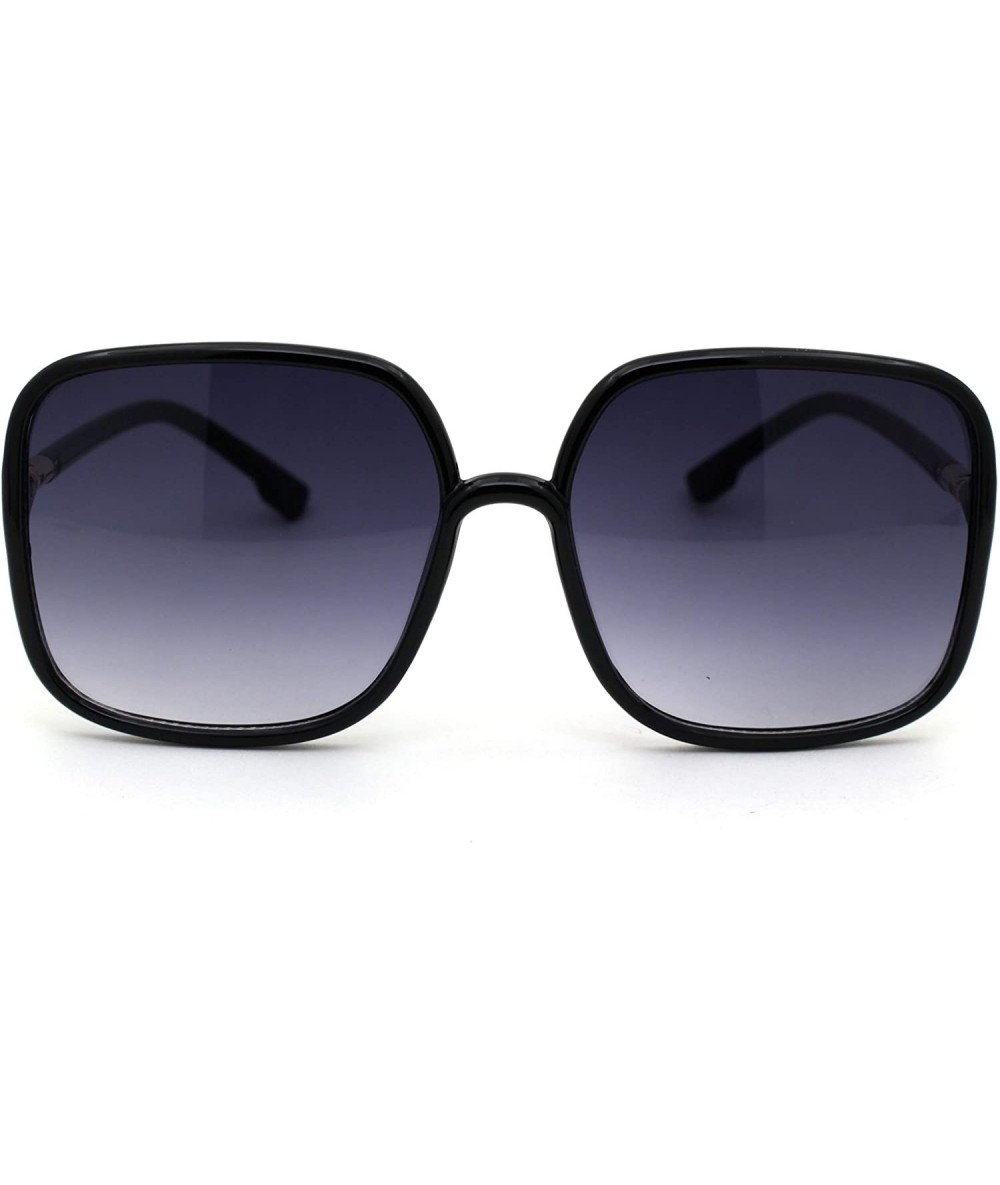 Oversized Womens Mod Rectangular Oversize Butterfly Sunglasses - Black Smoke - C618Z0KTC9Q $24.05