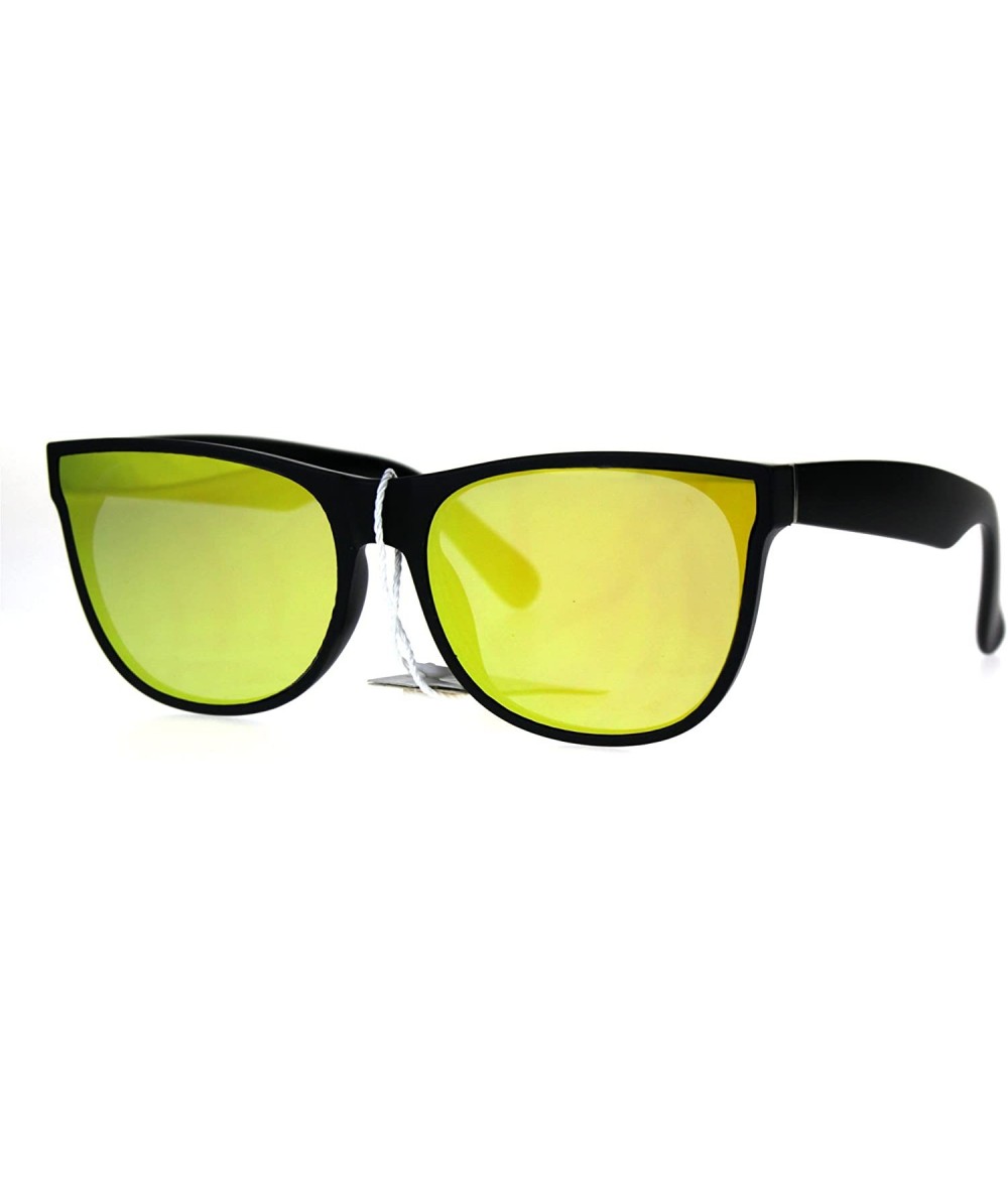 Rectangular Color Mirror Panel Lens Horned Rim Hipster Sunglasses - Orange - CO186GIKAE3 $23.62