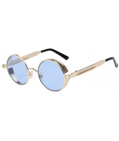 Goggle Steampunk Fashion Sunglasses NYC - Blue Sea Lens & Gold Frame - CB182365N7U $30.97