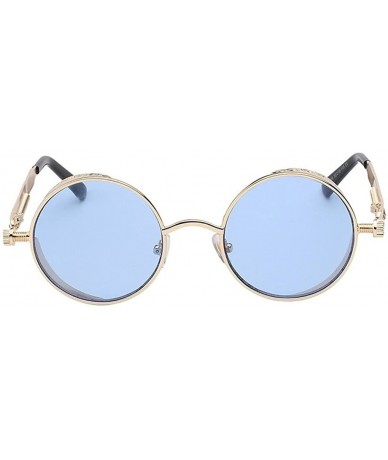 Goggle Steampunk Fashion Sunglasses NYC - Blue Sea Lens & Gold Frame - CB182365N7U $30.97