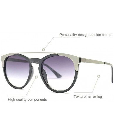 Oval New fashion luxury metal frame trend brand designer double nose beam unisex sunglasses UV400 - Spotted Tea - CI18M97S9ID...