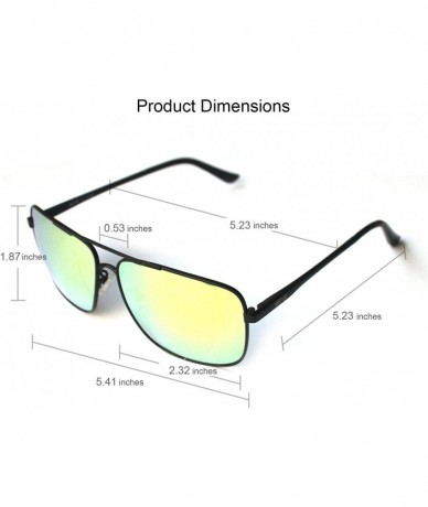 Aviator Classic Rectangle Aviator Sunglasses Polarized 100% UV protection - Black Frame Yellow Revo Lens - C3128EAWIZX $27.69