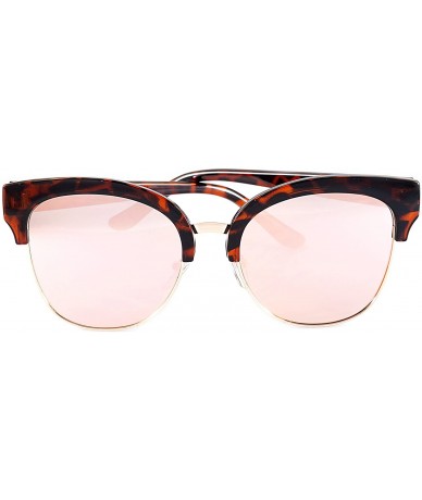 Rimless Semi-Rimless Cat-Eye Horn Rimmed Sunglasses Mirrored/Gradient/Smoke Flat Lens A009 - C3193YSEZ4X $18.14