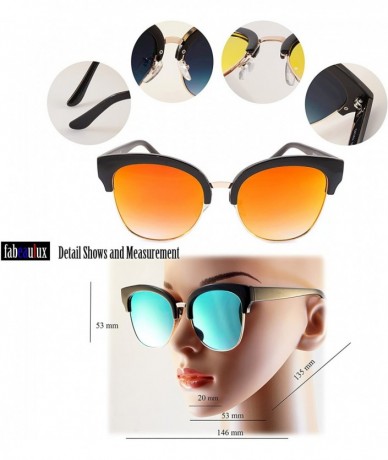 Rimless Semi-Rimless Cat-Eye Horn Rimmed Sunglasses Mirrored/Gradient/Smoke Flat Lens A009 - C3193YSEZ4X $18.14