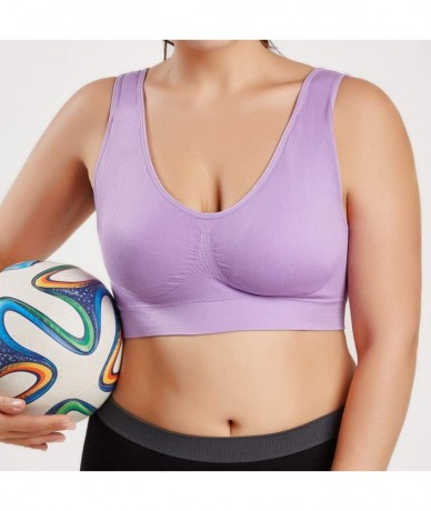 Sport Women V-Neck Stretch Wire Free Plus Size Bra Yoga Sports Casual Workout Full Figure Crop Tops Sports Bras - CY18Y0URAW2...