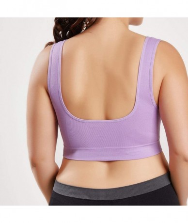 Sport Women V-Neck Stretch Wire Free Plus Size Bra Yoga Sports Casual Workout Full Figure Crop Tops Sports Bras - CY18Y0URAW2...