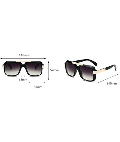 Square Bold Oversized Sunglasses For Women Fashion Designer Rectangle Frame Shades - Black - CB18M4DW6U6 $27.29