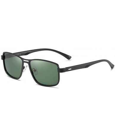 Square Vintage Sunglasses for Men Rectangle Sun Glasses Polarized UV400 - Black/Green - CE196UMY8DY $18.55