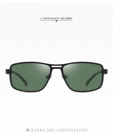 Square Vintage Sunglasses for Men Rectangle Sun Glasses Polarized UV400 - Black/Green - CE196UMY8DY $18.55