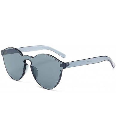 Rimless One Piece Rimless Sunglasses Colorful Transparent Round Oversized Retro Glasses - Gray - CE18DCWCTSA $18.13