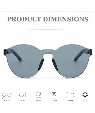 Rimless One Piece Rimless Sunglasses Colorful Transparent Round Oversized Retro Glasses - Gray - CE18DCWCTSA $18.13