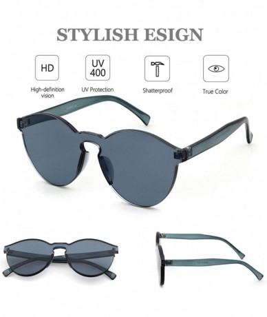 Rimless One Piece Rimless Sunglasses Colorful Transparent Round Oversized Retro Glasses - Gray - CE18DCWCTSA $18.13