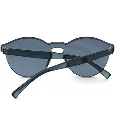 Rimless One Piece Rimless Sunglasses Colorful Transparent Round Oversized Retro Glasses - Gray - CE18DCWCTSA $18.13