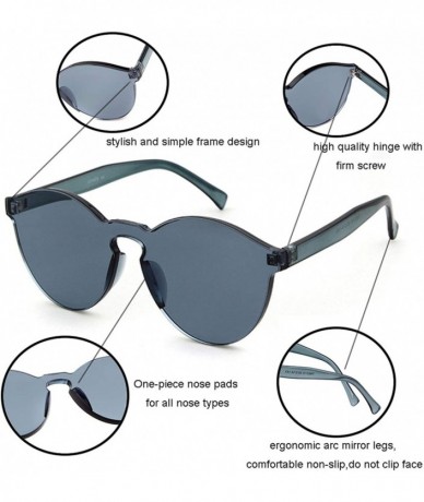 Rimless One Piece Rimless Sunglasses Colorful Transparent Round Oversized Retro Glasses - Gray - CE18DCWCTSA $18.13