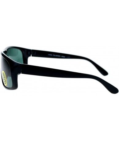 Sport Mens Tempered Glass Lens Warp Around Sport Plastic Sunglasses - Black - CQ18EN8D0ZX $19.96