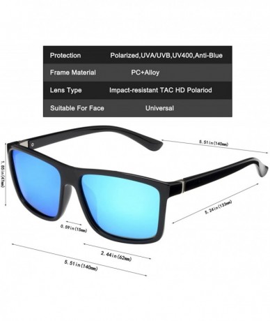 Wayfarer Men's Sports Polarized Sunglasses Square Frame Glasses - Blue Silver Lens/Bright Black Frame - CQ1860ZA5OA $20.51