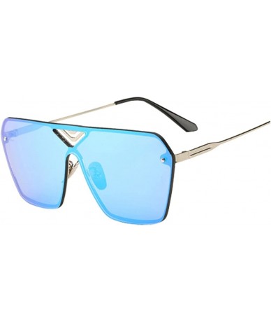 Square Women's Square Sunglasses Metal frame dark glasses - Blue/Ice Blue - C312DRO8LUN $28.21