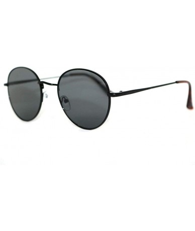 Round Round Metal Frame Sunglasses for Men Women - Black - CS18X2DWW80 $26.74