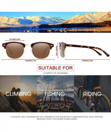 Wrap Retro Polarized Mens Sunglasses for Men Half Metal Women FD3030 - Brown-leopard - CJ18LWGLO5N $21.22