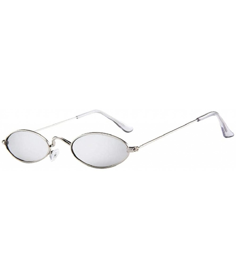 Oval Fashion Mens Womens Retro Small Oval Sunglasses Metal Frame Shades Eyewear - G - CO18S2WAU2D $13.67