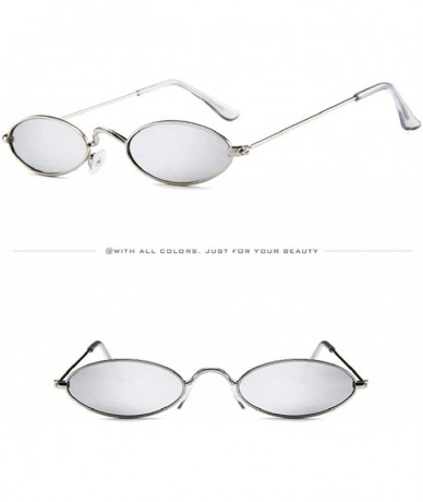 Oval Fashion Mens Womens Retro Small Oval Sunglasses Metal Frame Shades Eyewear - G - CO18S2WAU2D $13.67