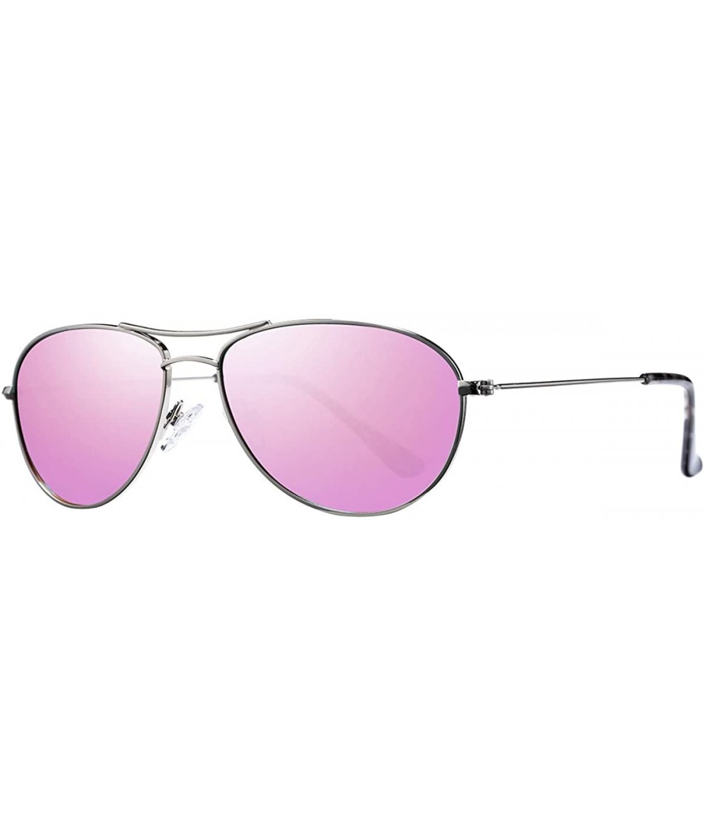 Aviator Vintage Polarized Aviator Sunglasses for Women - 100% UV Protection lens - Silver/Purple-pink Mirrored - C11904DH47Q ...