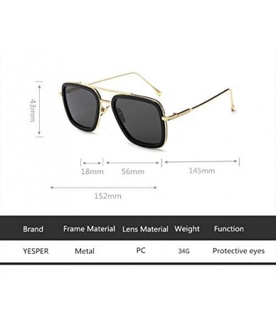 Round Retro Aviator Square Sunglasses for Men Women Metal Frame Gradient Flat Lens Tony Stark Sunglasses - CI18WRZ2I83 $21.31