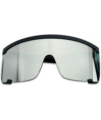 Sport Oversized 150mm Super Shield Mirrored Lens Sunglasses Retro Flat Top Matte Black Frame - CR18G2DE9UM $29.24