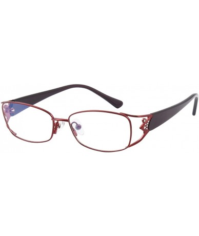 Aviator Luxury Premium Metal Frame Optical Glasses Frames with Diamonds for Womens - Red - C818X3ZS8RW $52.21