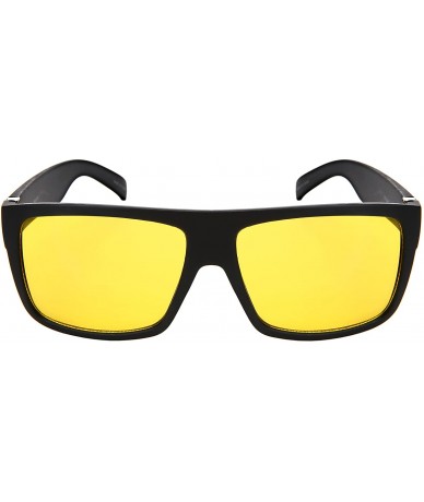 Wrap Square Frame Sunglasses with Night Driving 541075-ND - Matte Black Frame/Night Driving - C31884ZE9SL $17.95