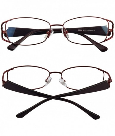 Aviator Luxury Premium Metal Frame Optical Glasses Frames with Diamonds for Womens - Red - C818X3ZS8RW $52.21