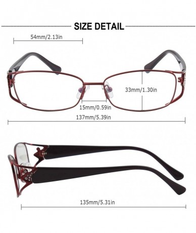 Aviator Luxury Premium Metal Frame Optical Glasses Frames with Diamonds for Womens - Red - C818X3ZS8RW $52.21