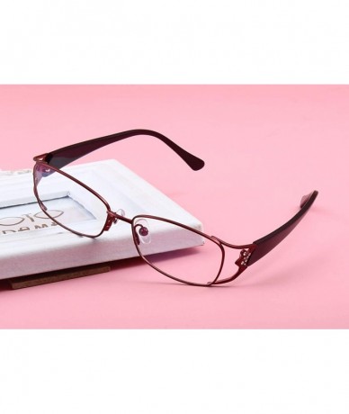 Aviator Luxury Premium Metal Frame Optical Glasses Frames with Diamonds for Womens - Red - C818X3ZS8RW $52.21