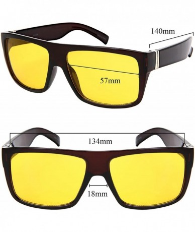 Wrap Square Frame Sunglasses with Night Driving 541075-ND - Matte Black Frame/Night Driving - C31884ZE9SL $17.95