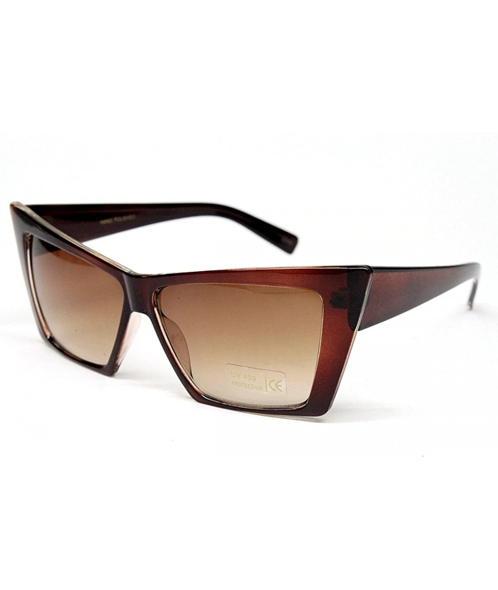 Cat Eye Sharp Cat Eye Vintage Retro Fashion Sunglasses Womens Wm17 - Brown - CK118NXY3QP $34.22