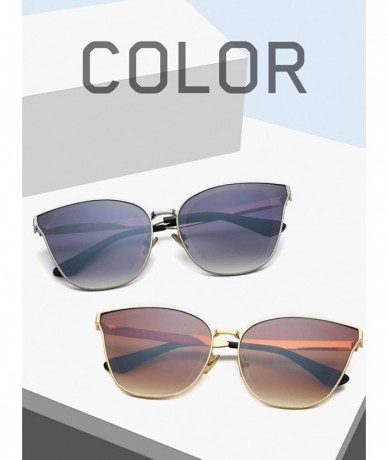 Cat Eye Lady cat eye fashion large frame glasses metal classic sunglasses UV400 - Silver - CS18XS5RXSG $39.11