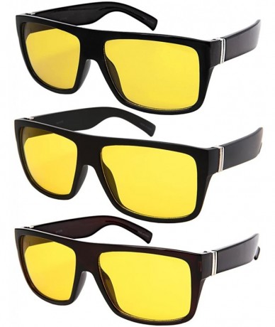 Wrap Square Frame Sunglasses with Night Driving 541075-ND - Matte Black Frame/Night Driving - C31884ZE9SL $17.95