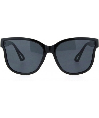 Oversized Womens Butterfly Shape Panel Lens Plastic Minimal Sunglasses - Shiny Black - CA18Q87K7ID $18.41