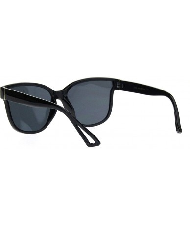 Oversized Womens Butterfly Shape Panel Lens Plastic Minimal Sunglasses - Shiny Black - CA18Q87K7ID $18.41