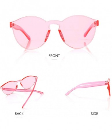 Round Rimless Sunglasses Oversized Colored Transparent Round Eyewear Retro Eyeglasses for Women Men - Yellow+pink - C518LAR5C...