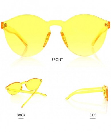 Round Rimless Sunglasses Oversized Colored Transparent Round Eyewear Retro Eyeglasses for Women Men - Yellow+pink - C518LAR5C...