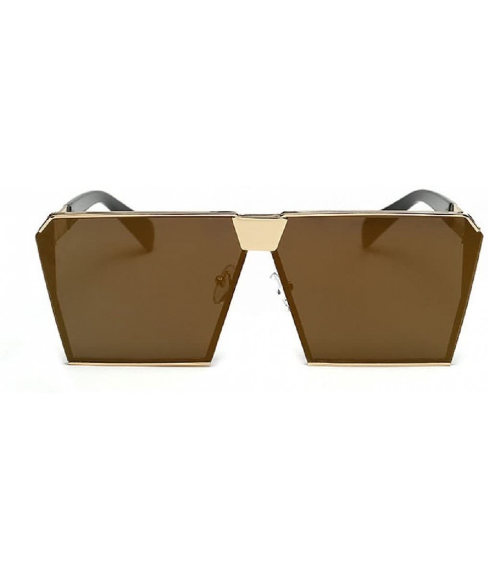 Rimless Oversized Square Sunglasses Metal Frame Flat Top Sunglasses - Gold - C8184RNL089 $17.44